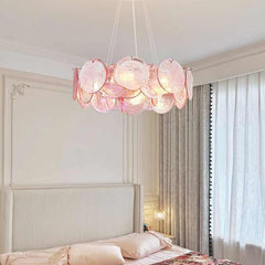 Chandelier Romantic Murano Glass Disc Pink Bedroom