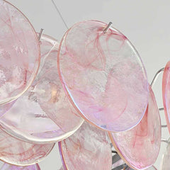 Chandelier Romantic Murano Glass Disc Pink Detail