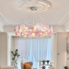 Chandelier Romantic Murano Glass Disc Pink Room