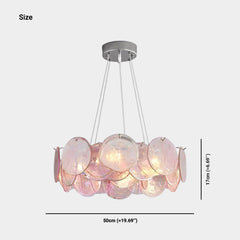 Csillár romantikus Murano üvegtárcsa, rózsaszín / zöld