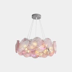 Csillár romantikus Murano üvegtárcsa, rózsaszín / zöld