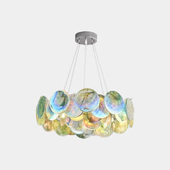 Csillár romantikus Murano üvegtárcsa, rózsaszín / zöld