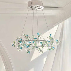 Chandelier Round Branch Colored Crystal Garland LED