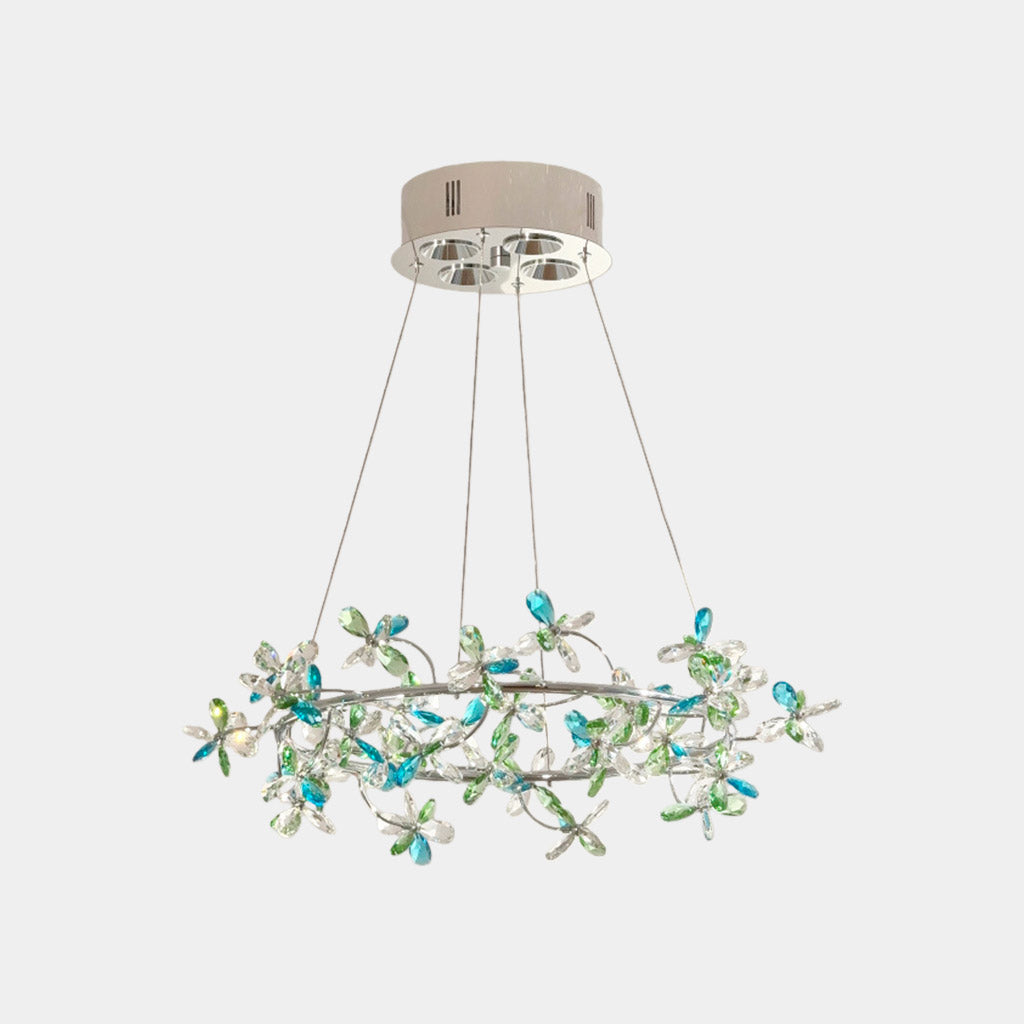 Chandelier Round Branch Colored Crystal Garland LED