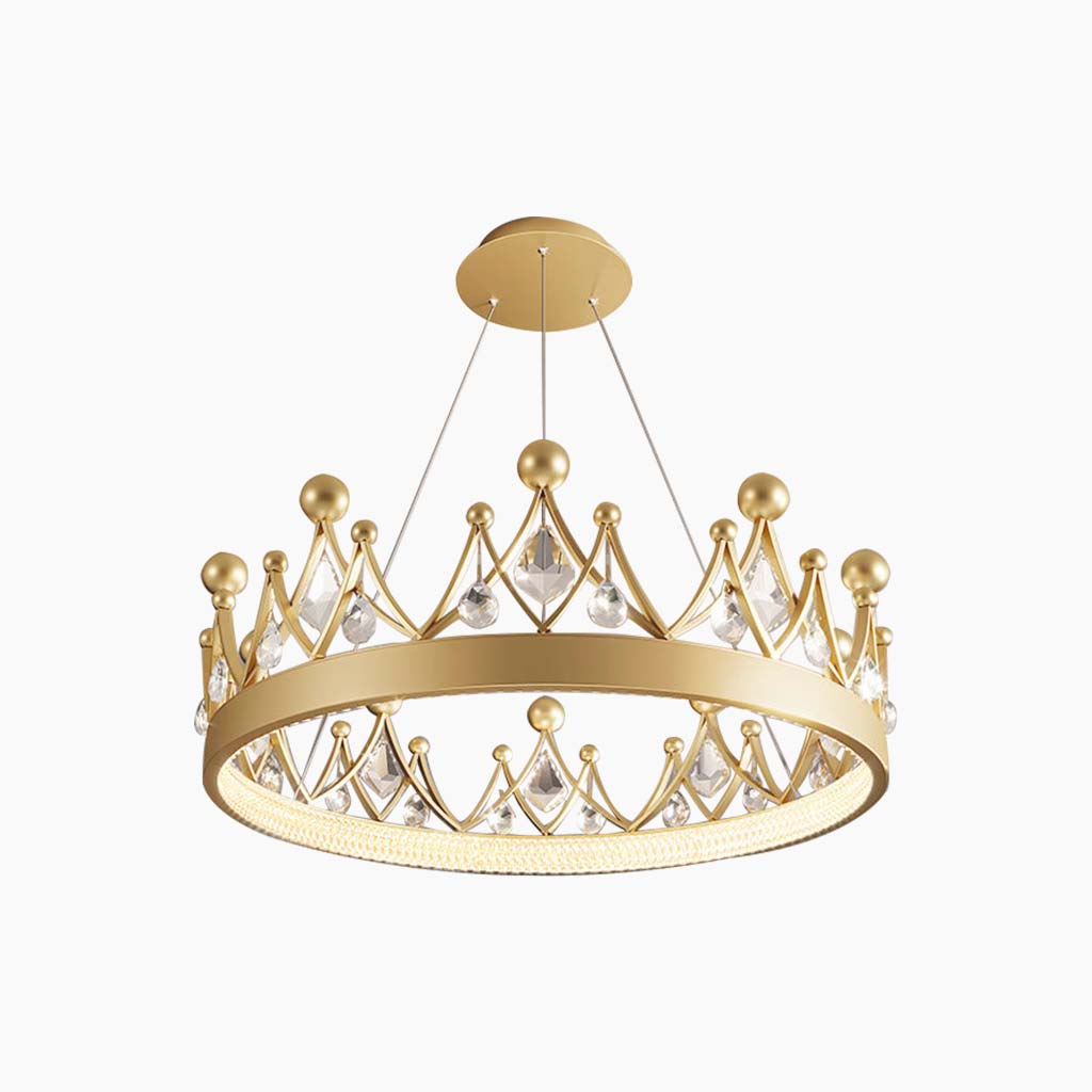 Chandelier Round Crystal Crown Leaf