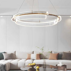 Chandelier Single Ring Circular Dimmable LED Gold Living Room