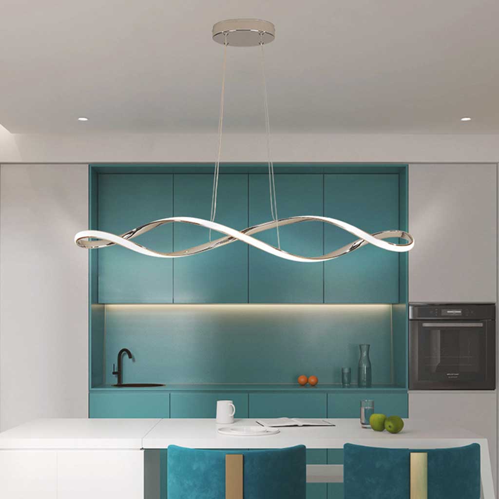 Chandelier Twisted Dimmable Chrome Dining Room