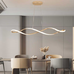 Chandelier Twisted Dimmable Gold Dining Room