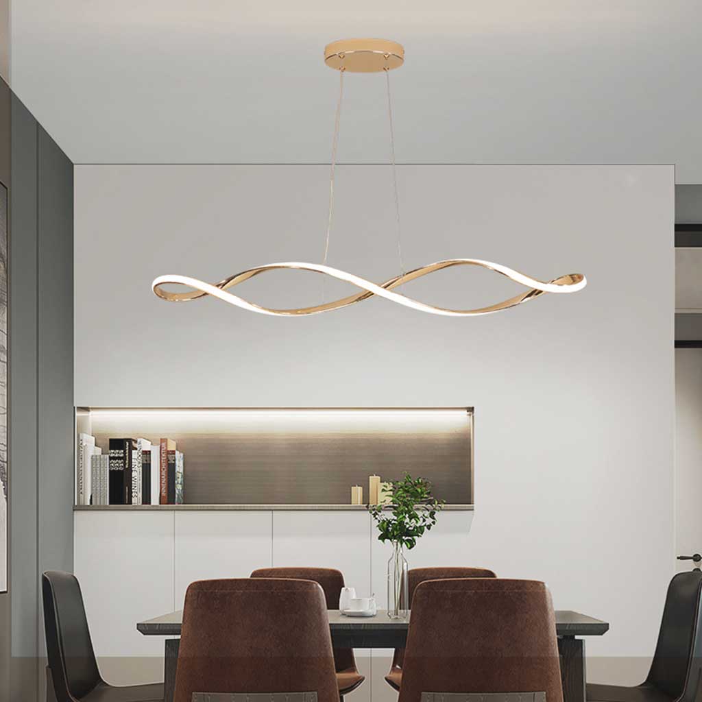 Chandelier Twisted Dimmable Gold Dining Table