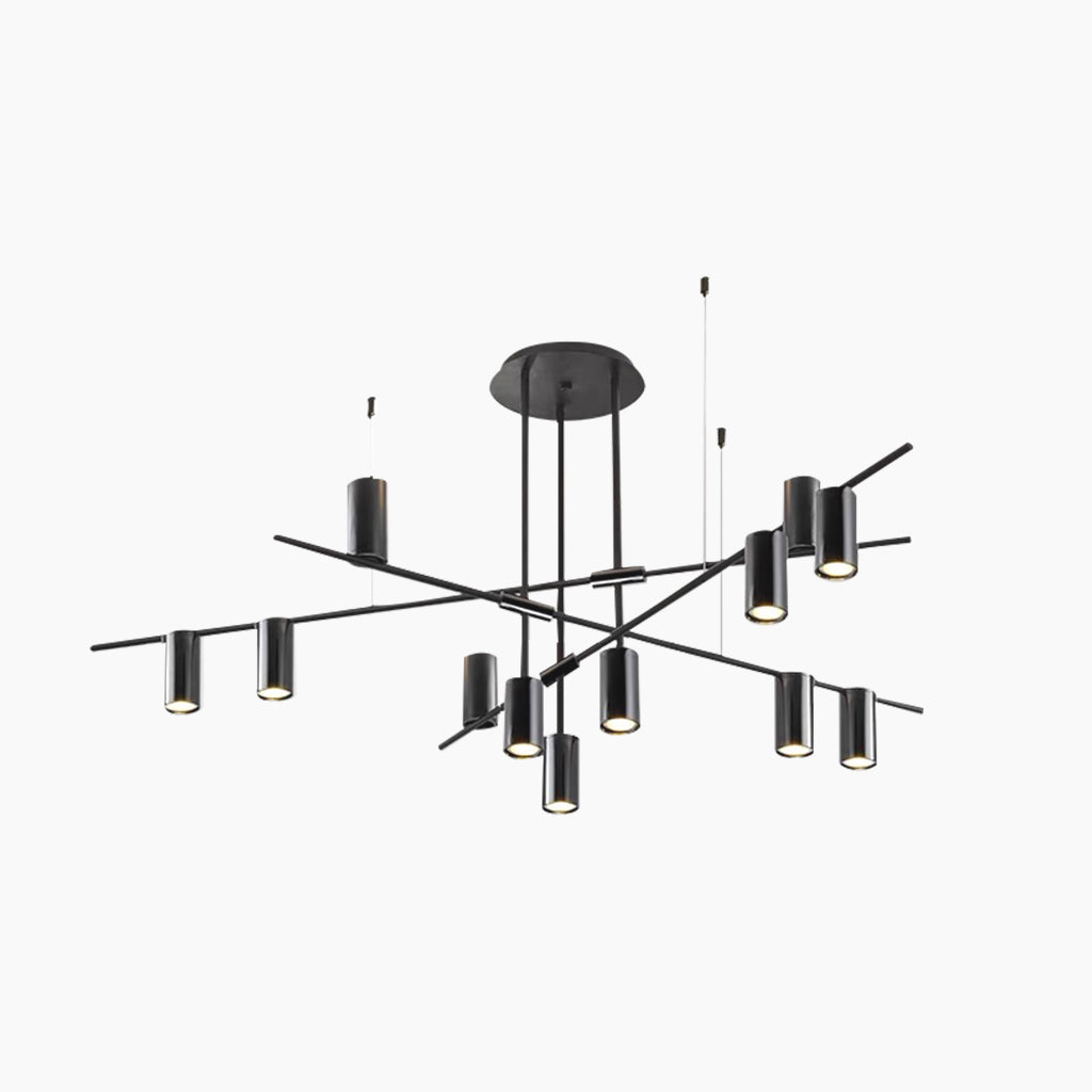 Chandelier Unique Iron Uplight Downlight Black 12 Heads