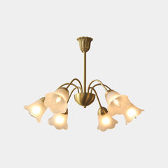 Chandelier Vintage Brass Glass Flower