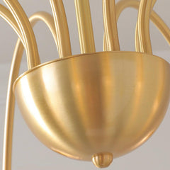 Chandelier Vintage Glass Rose Flower Iron Branch Gold Detail