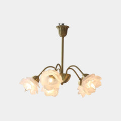 Chandelier Vintage Glass Rose Flower Iron