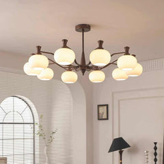 Chandelier Vintage Mid-century Bronze Glass Globe Living Room