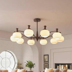 Chandelier Vintage Mid-century Bronze Glass Globe Room