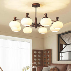 Chandelier Vintage Mid-century Bronze Glass Living Room