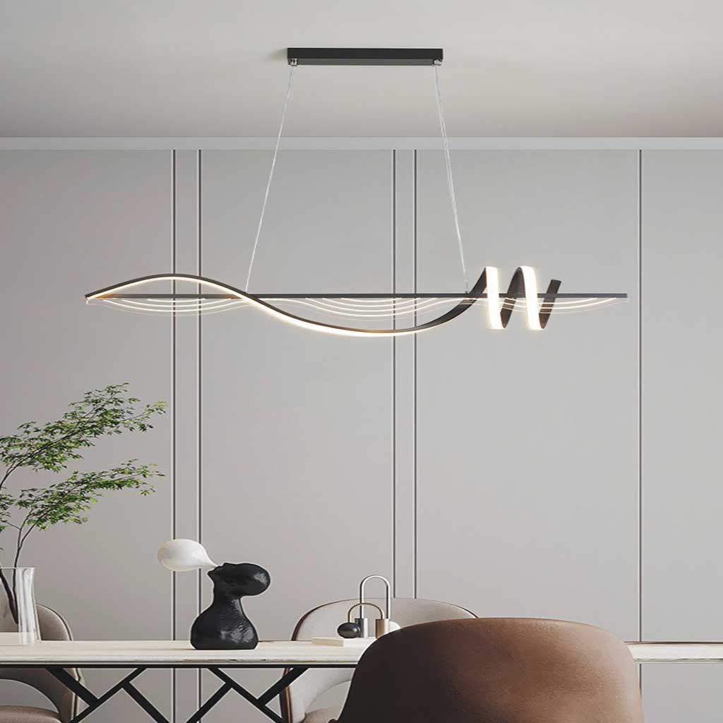 Chandelier Wavy Dimmable Black Dining Room