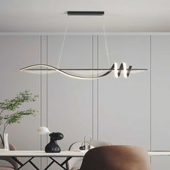 Chandelier Wavy Dimmable Black Dining Room