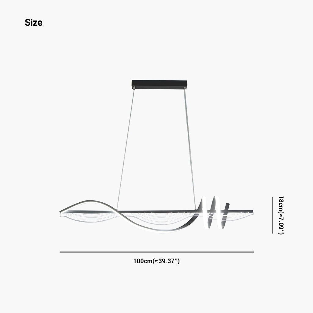 Chandelier Wavy Dimmable Black Size