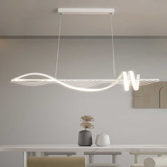 Chandelier Wavy Dimmable White Dining Room
