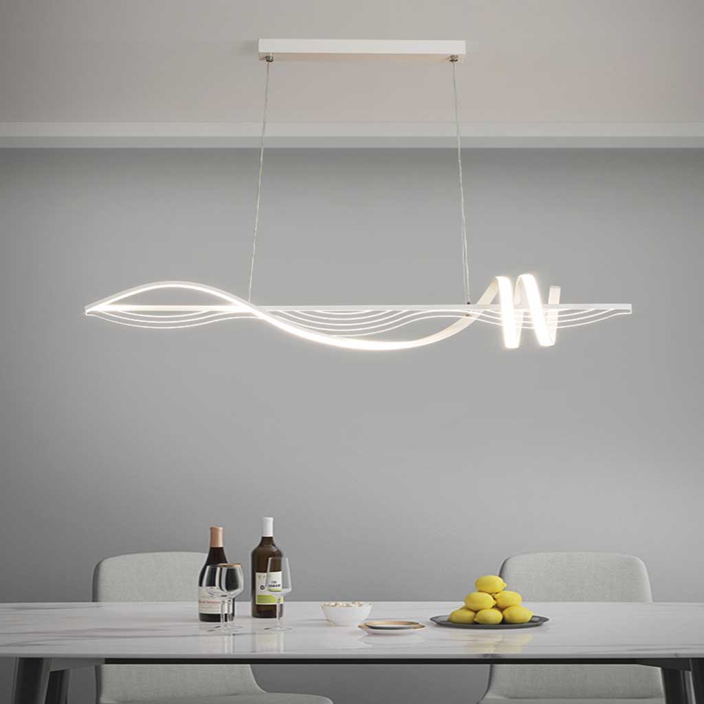 Chandelier Wavy Dimmable White Dining Table