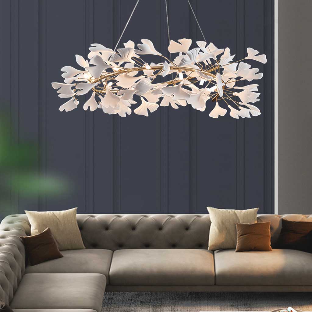 Unique Luxury Ceramic Ginkgo Leaves Chandelier | VAXLAMP