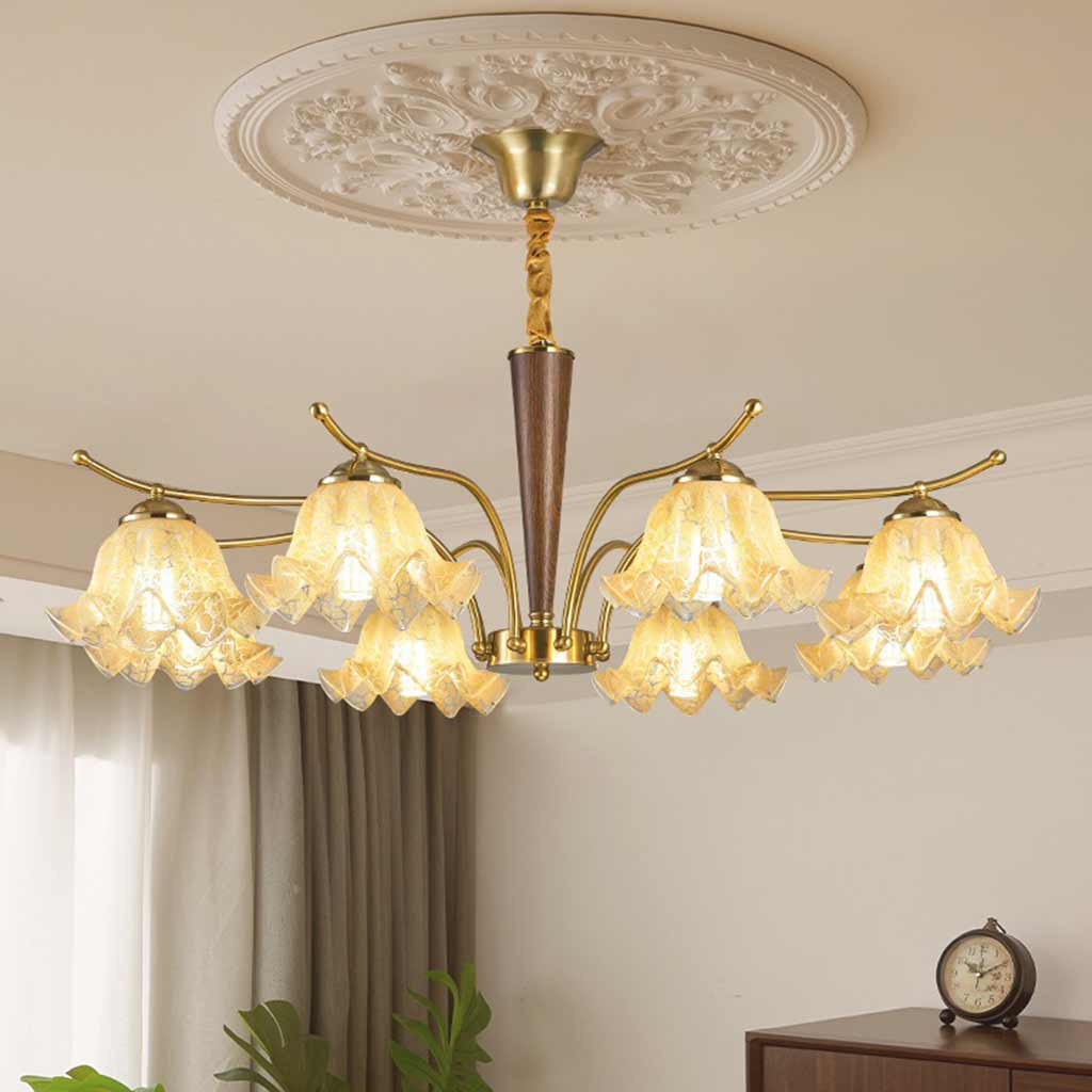 Chandelier Yellow Glass Flower Lily of the Valley Corner