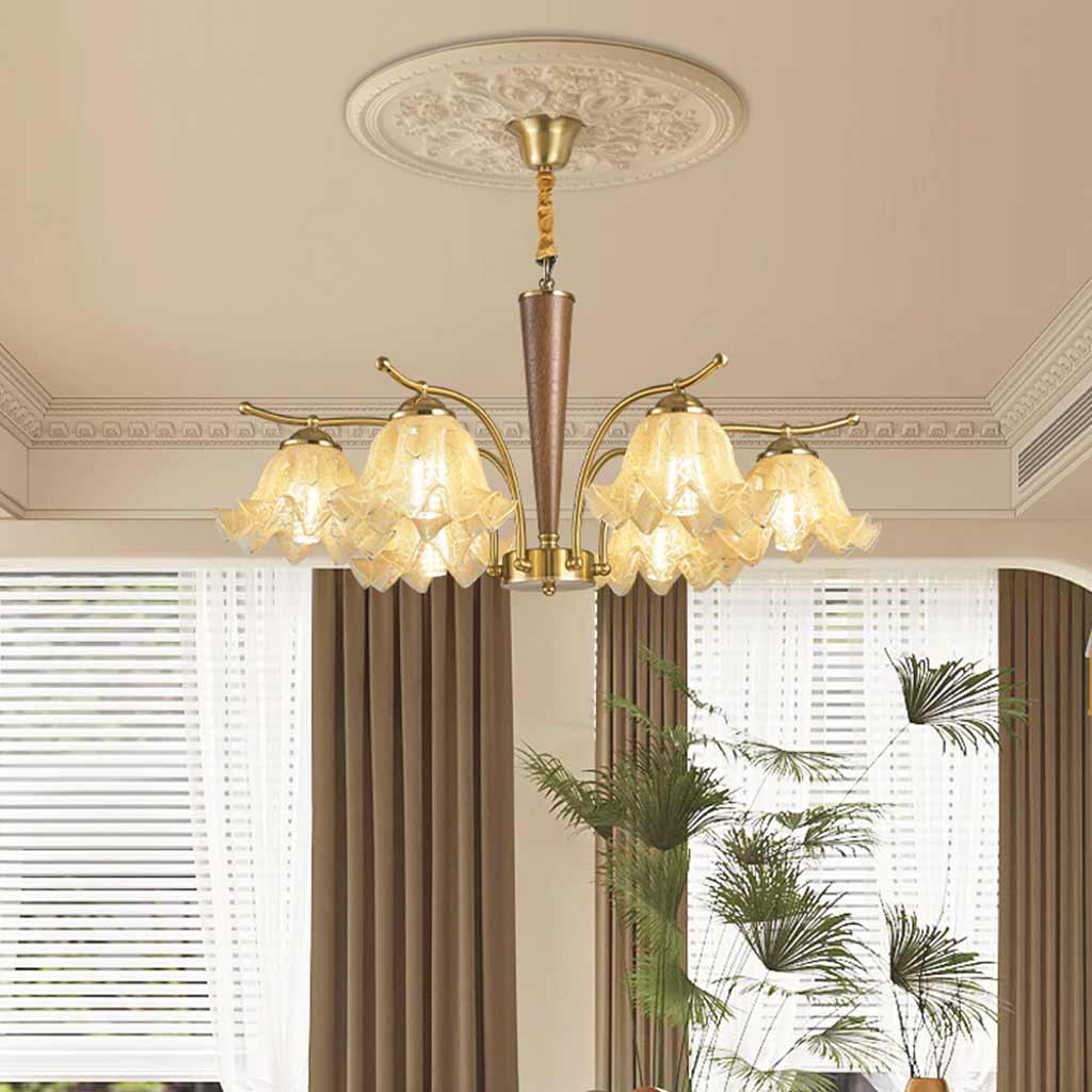 Chandelier Yellow Glass Flower Lily of the Valley Room