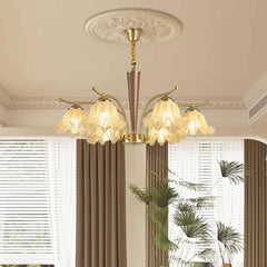 Chandelier Yellow Glass Flower Lily of the Valley Room