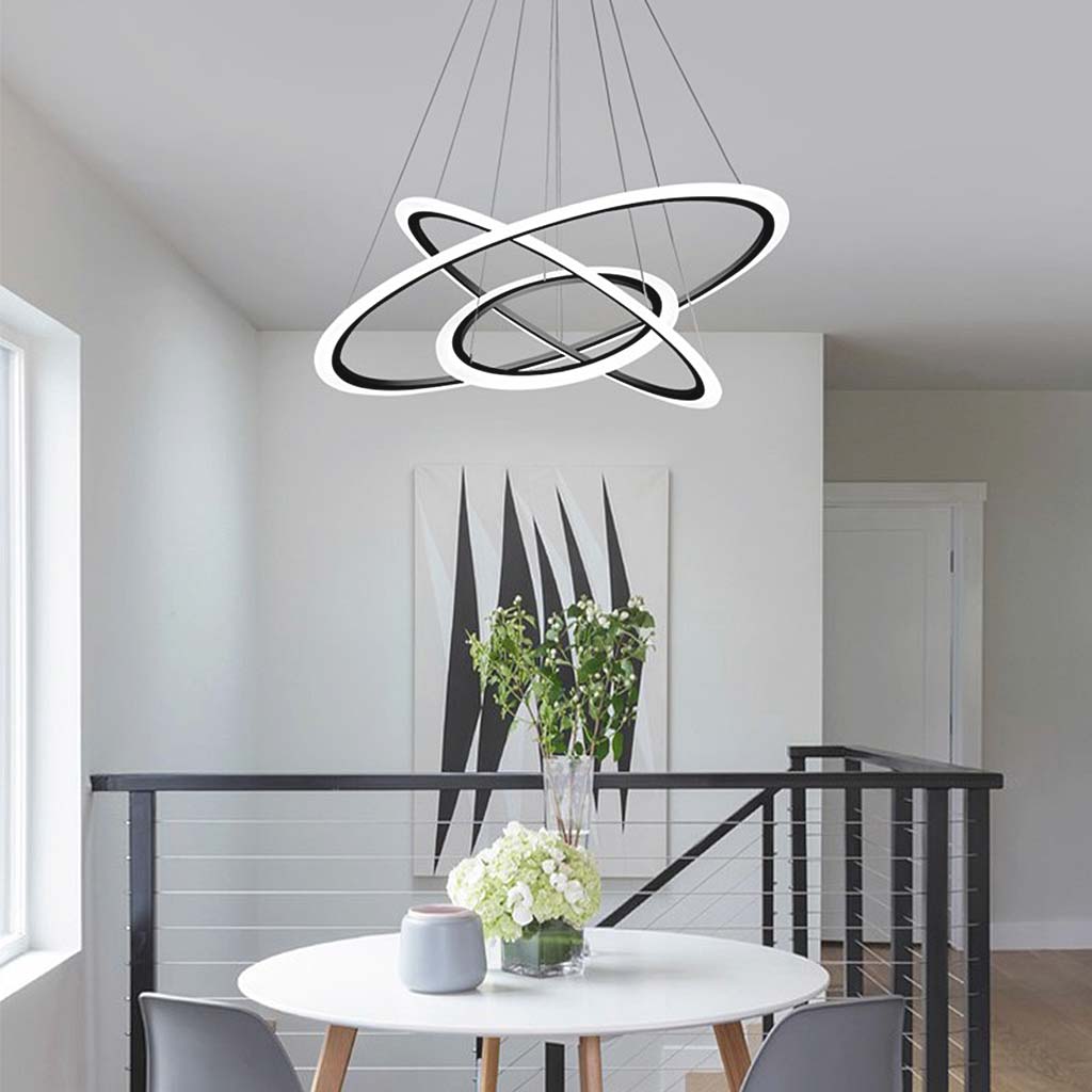 4-ring Geometric LED Modern Chandelier Pendant Light Hanging Lamp Island Lights  Hanging Ceiling Lights for Living Room – Dazuma