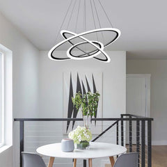 Chic Aluminum Acrylic Orbit 3 Ring Circle Chandelier Room