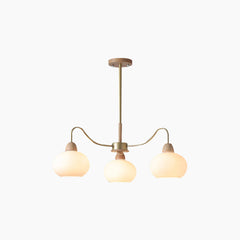 Chic Bauhaus Wood Glass Chandelier 3 Lights