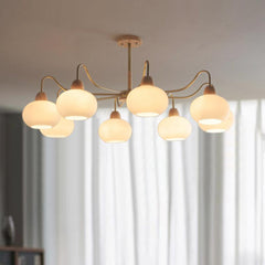 Chic Bauhaus Wood Glass Chandelier 8 Lights Room
