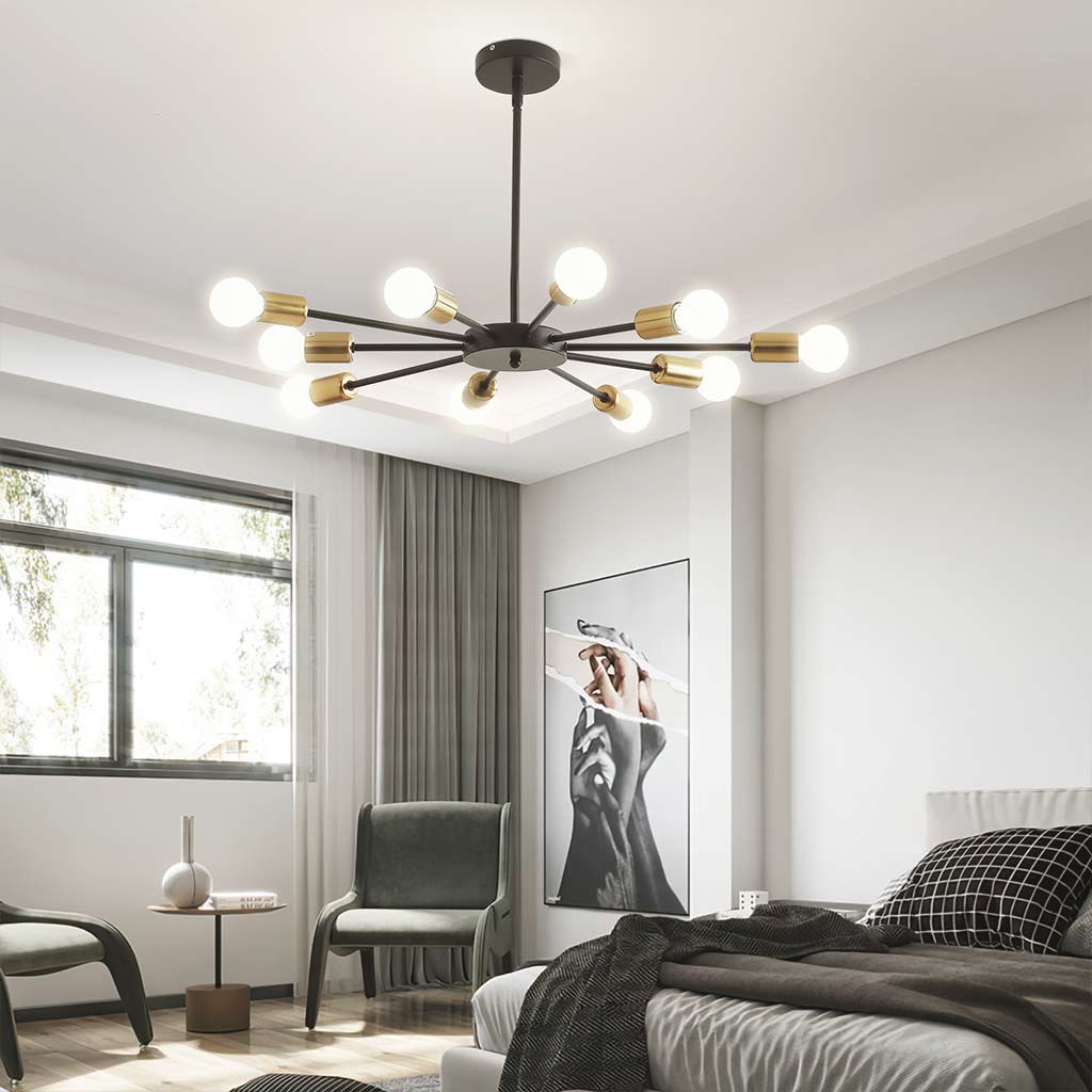 Sputnik Semi-Flush Mount Ceiling Light – Industrial 3-Cage Metal Fixture, E26 Sockets, Dimmable, For Bedroom/Dining Room