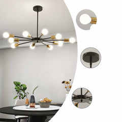 Chic Black Sputnik Semi Flush Chandelier Ceiling Light Detail