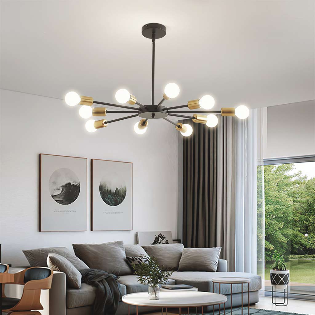 Chic Black Sputnik Semi Flush Chandelier Ceiling Light Room