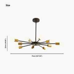 Chic Black Sputnik Semi Flush Chandelier Ceiling Light Size