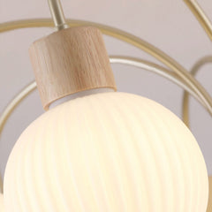 Chic Cream Wood and Glass Chandelier Detail Shade