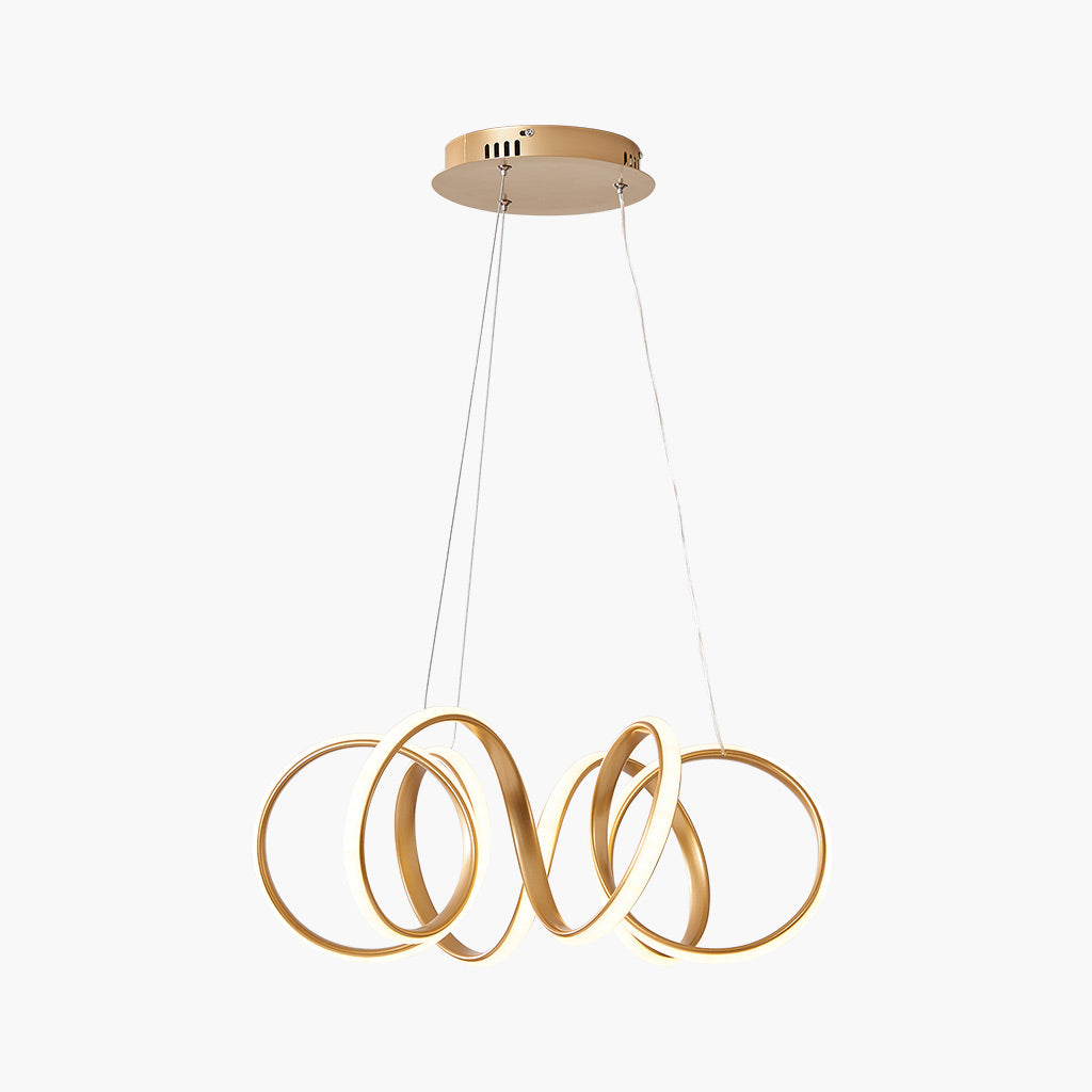 Chic LED Circular Linear Metal Hanging Chandelier Main Gold
