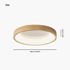 Circular Natural Wood Flush Mount Ceiling Light Size