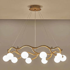 Circular Tree Branch Chandelier Resin Multi-Globe