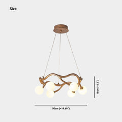 Circular Tree Branch Chandelier Resin Multi-Globe