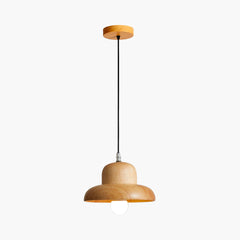 Pendant Light Wood Classic Mushroom for Dining Room, Log Color