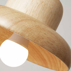 Pendant Light Wood Classic Mushroom for Dining Room, Log Color