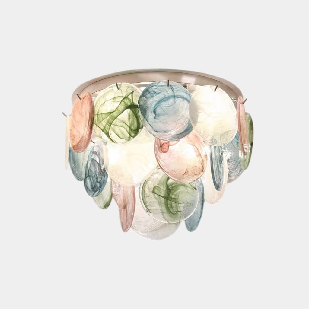 Bunte Muranoglas-Muschelscheiben-Kronleuchter-Deckenleuchte