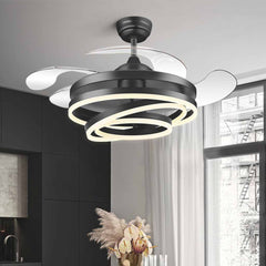 Cool Retractable 4-Blade Ceiling Fan with Light, 3 Colors