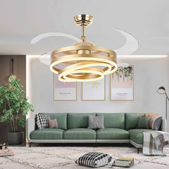 Cool Retractable 4-Blade Ceiling Fan with Light, 3 Colors