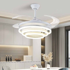 Cool Retractable 4-Blade Ceiling Fan with Light, 3 Colors