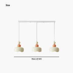 Cream Ambient Metal Hanging Pendant Light 3 Heads Size