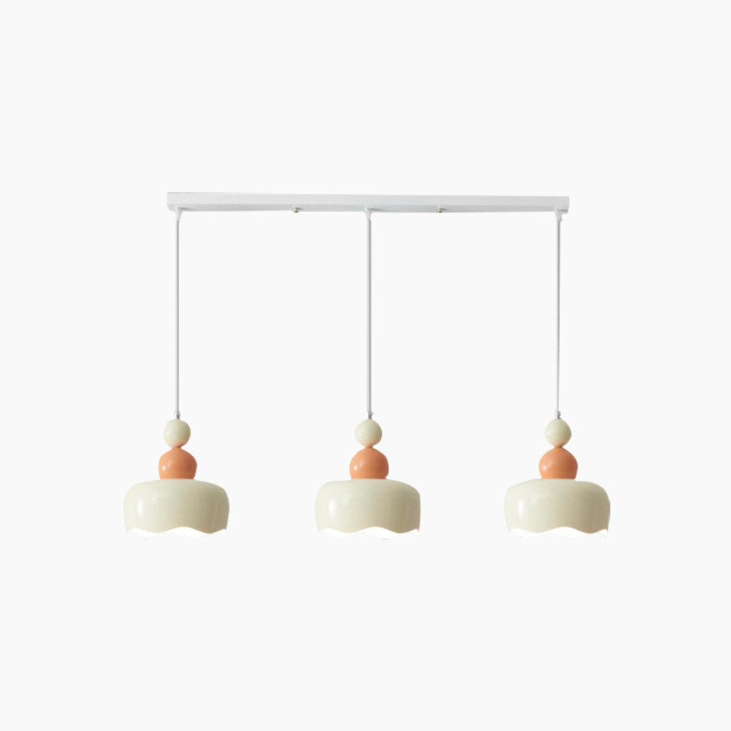 Cream Ambient Metal Hanging Pendant Light 3 Heads